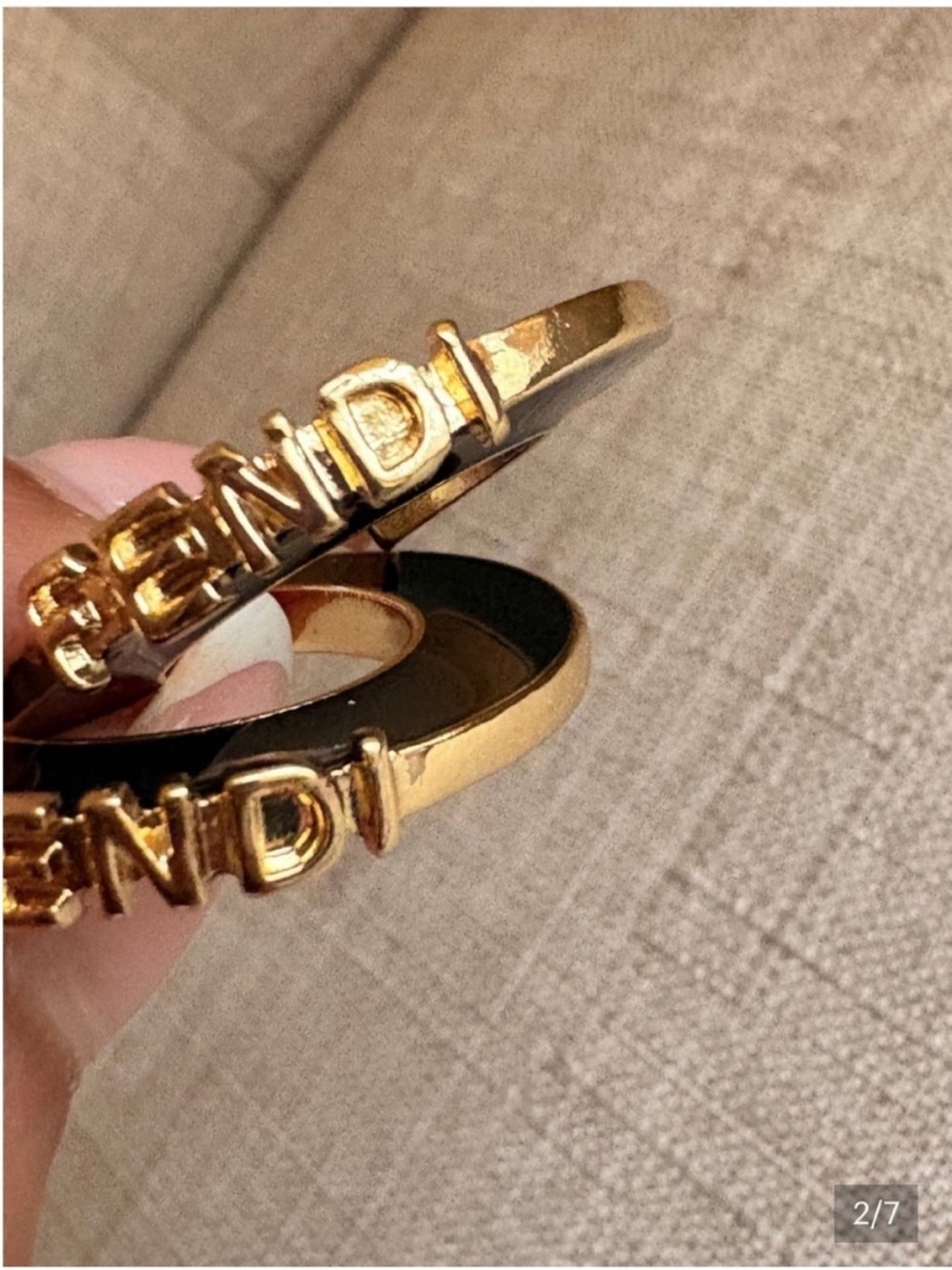 Fendi Black and Gold Logo Hoop Earrings - Picture 2 of 4